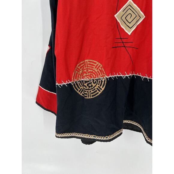 Fashion Bug Vintage Jacket Womens 14/16 Red Black Button Embroidered Patchwork - Picture 11 of 16